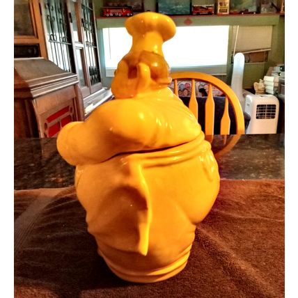 Old Vintage Original Red Wing Cookie Jar Yellow Pierre Chef 12" Tall 1944
