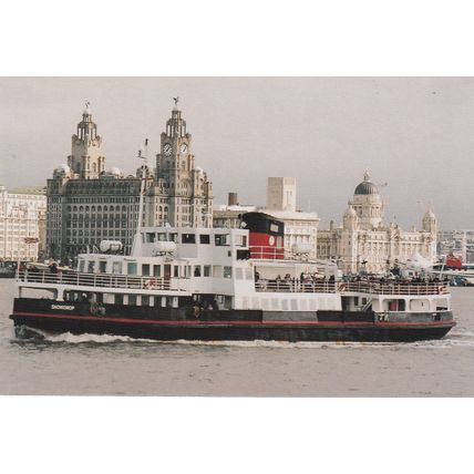Colour Postcard - TSMV Snowdrop - Mersey Ferry passing the Royal Liver building