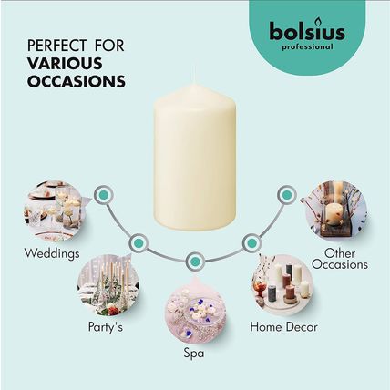 BOLSIUS 6 Ivory Pillar Candles Bulk - 3X6 Inches Candle Set - 70+ Hours Clean Bu