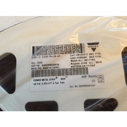 NEW LOT 1,250 VISHAY WSR2R0330FEA RESISTOR WIREWOUND, 0.033 OHM, 2W,EG