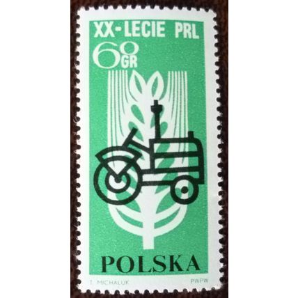 Poland 1964 20th Anniv People's Republic 60g Tractor Wheat mint stamp SG1498