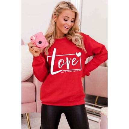 Red Valentine's Day Love Graphic Sweatshirt