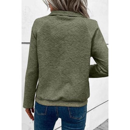 Laurel Green Textured Knit Buttoned Kangaroo Pocket Sweatshirt
