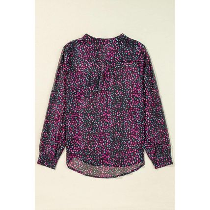 Grape Wine Polka Dot Printed Buttoned Casual Shirt