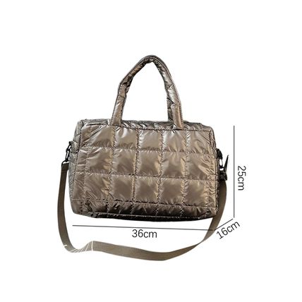 Gold Large Capacity Quilted Puffer Tote Bag