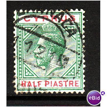 Cyprus 1912 SG 75 1/2 pi Green and Carmine fine used