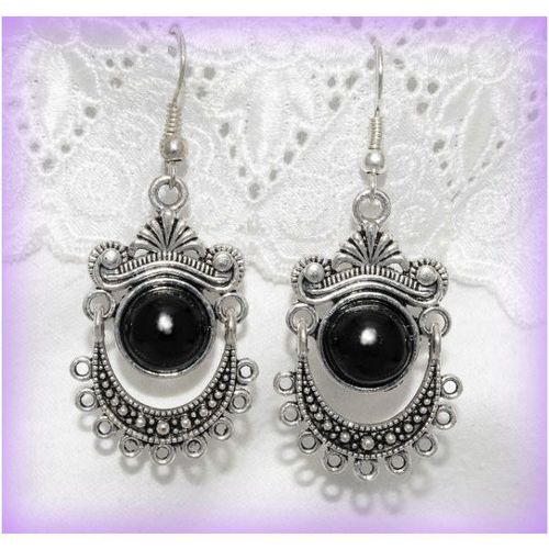 Tibetan Hill Tribe Style Black Hook Earrings Jewellery 1459