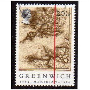 Great Britain 1984 Greenwich Meridian 20½p Map Used 2 SG 1255 stamp Sc 1059