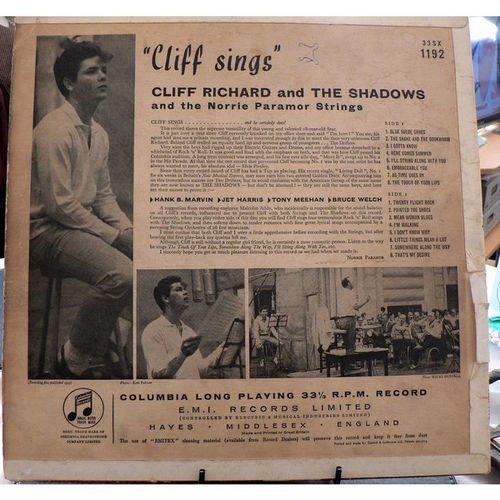 Cliff Sings - Cliff Richard And The Drifters - 33SX 1192 - 1959