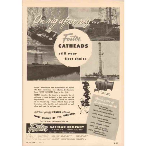 foster cathead company 1953 still first choice oil industry vintage ad