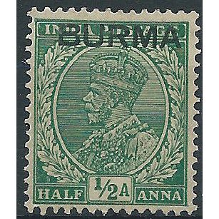 Burma 1937 SG2 1/2a Green Mounted Mint.. .