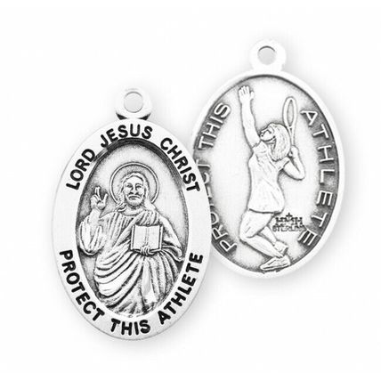 Jesus Christ Sterling Silver Women's Tennis Necklace Medal Necklace