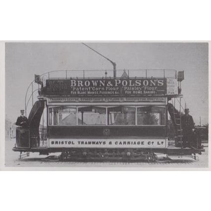 Brown & Polsons Flour Home Baking Bakery Advertising Bristol Tram Bus Postcard