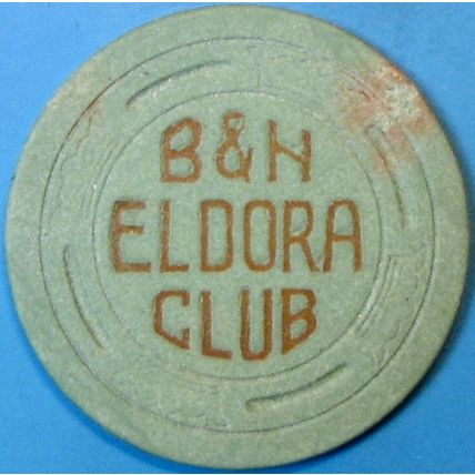 B&H Eldorado Club. Vintage Casino Chip. Modesto, CA. 1946. Q46.