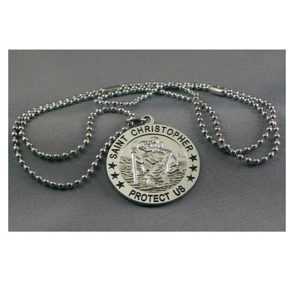 NEW St. Christopher Metal Necklace Pendant Patron Saint of Travel Lucky Charm