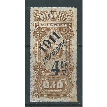 Uruguay revenue 10 peso 1911 trimestre used