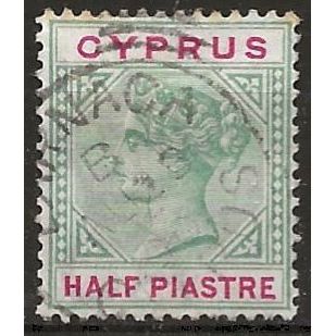 Cyprus 1896 SG40 1/2pi Green & Carmine Fine Used . .