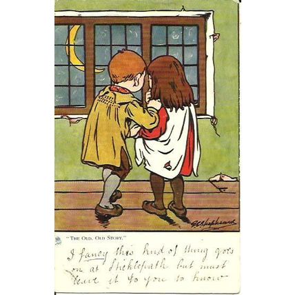 Art G.E. SHEPHEARD "The Old Old Story" Postcard (Tuck Oilette 761)