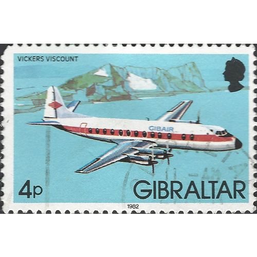 GIBRALTAR, AIR, Vickers Viscount 800, blue 1982, 4p