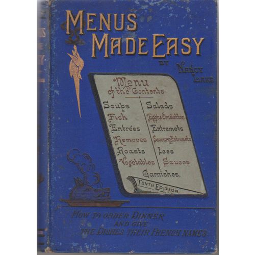 Menus Made Easy 1898 by Nancy Lake cookery book - uncommon
