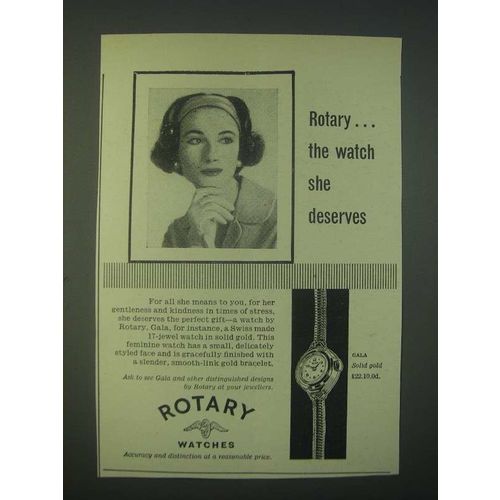 1959 Rotary Gala Watch Ad - the watch she deserves