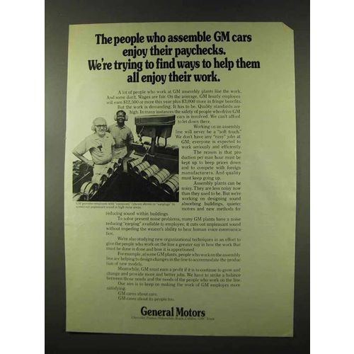 1973 General Motors Ad - Enjoy Their Paychecks