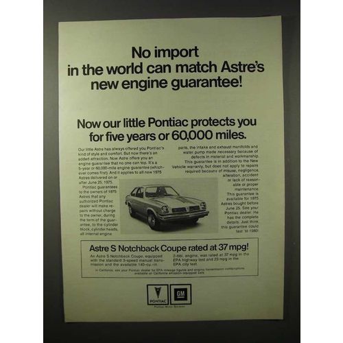 1975 Pontiac Astre S Notchback Coupe Car Ad