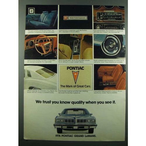 1975 Pontiac Grand LeMans Ad - You Know Quality