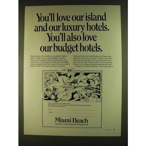 1980 Miami Beach Florida Ad - You'll Love our Island