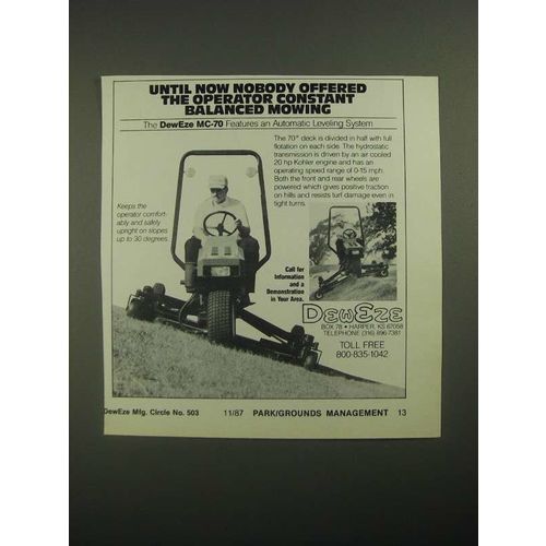 1987 DewEze MC-70 Mower Ad - Constant Balanced Mowing