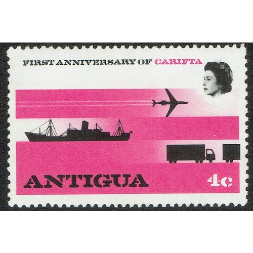 Antigua 1969 1st Anniversary of CARIFTA 4c Black and Reddish Purple SG230 UM