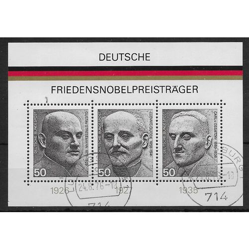 GER 1975 'GERMAN NOBEL PEACE PRIZE WINNERS' M/S FINE USED (EBID60-261XL)