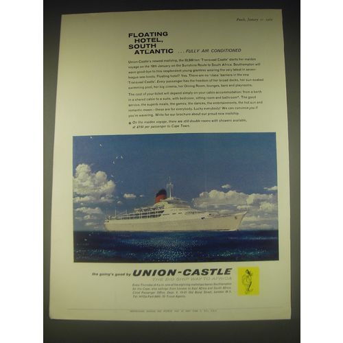 1962 Union-Castle Cruise Ad - Floating hotel, South Atlantic