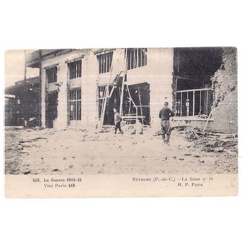 BETHUNE RUINS. FRANCE antique used postcard WW1 1914-15 =