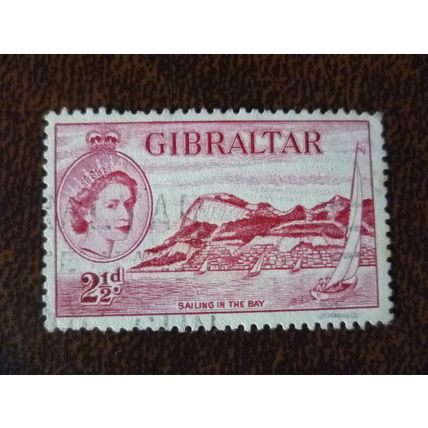 Gibraltar 1953 Queen Elizabeth II Definitives used stamp SG149 Sailing in Bay