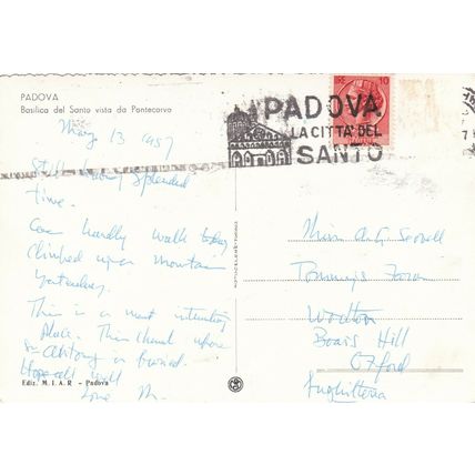 Padova Basilica del Santo vista da Pontecorvo Italy Postcard 1957 used VGC