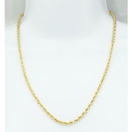 New Real 14K Solid Yellow Gold 4 mm Round Rope Chain Necklace 22" Long 24.5 Gram