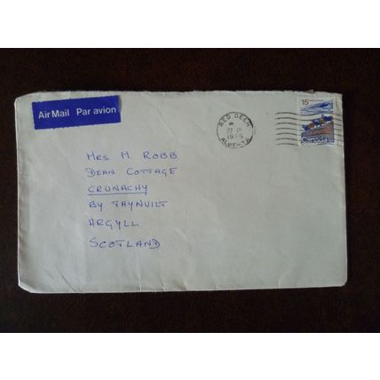 Canada 1983 Red Deer Alberta place name interest air mail cover stamp Crunachy