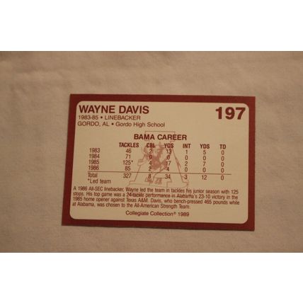 Wayne Davis 1989 Collegiate Collection Alabama's Finest NO. 197