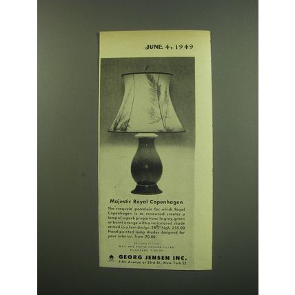 1949 Georg Jensen Royal Copenhagen Lamp Ad - Majestic Royal Copenhagen