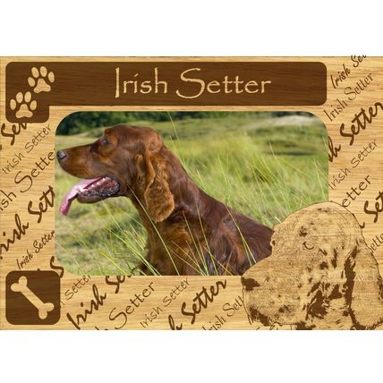 Irish Setter w Paws Engraved Wood Picture Frame Magnet