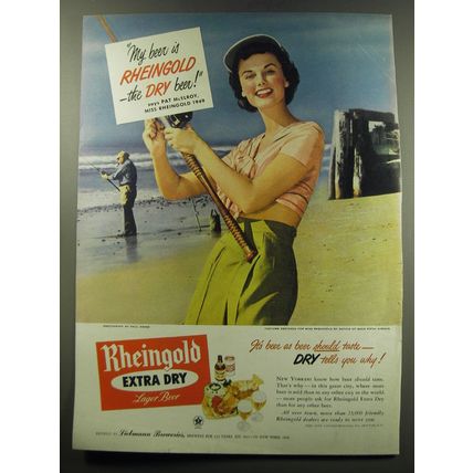 1949 Rheingold Beer Ad - Pat McElroy - Fishing