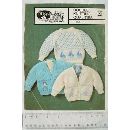 1983 Abigail 7033 motif sweaters & cardigans, DK, boats, skipping, flowers