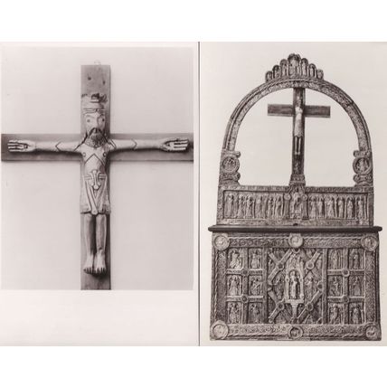 Copper Studded Norway Gilt Crucifix 1050AD 2x Danish Art RPC Postcard