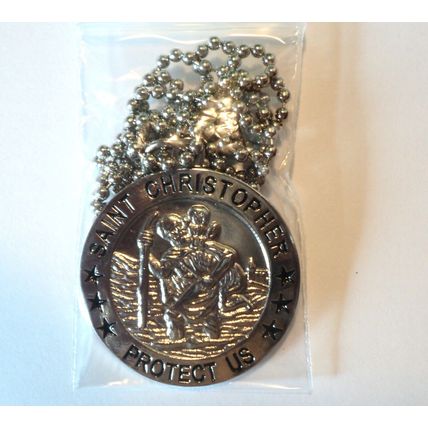 NEW St. Christopher Metal Necklace Pendant Patron Saint of Travel Lucky Charm