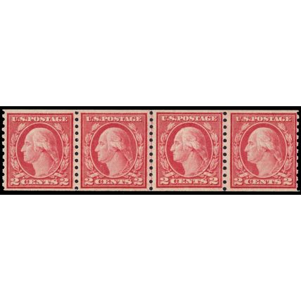 492, Mint VF NH 2¢ Coil Line Strip of Four Stamps .. Stuart Katz