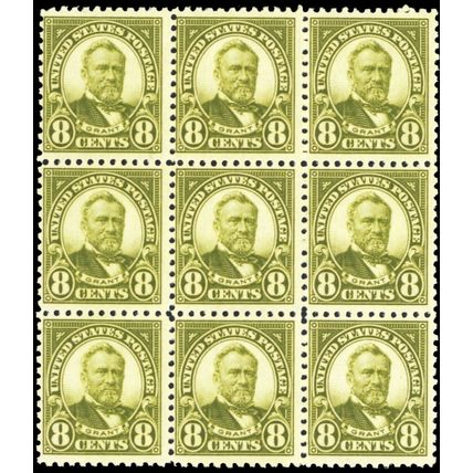 560, Mint NH 8¢ Grant Block of Nine CV $720 - Stuart Katz