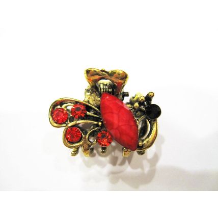 small mini metal jeweled antique peacock bronze hair claw clip