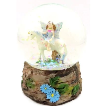 Blue Fairy & Unicorn Snowglobe Ornament Figurine 8 CM Gift Home Decor Mythical