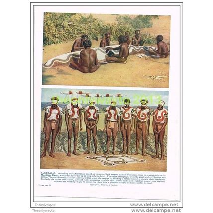 WOLLUNQUA, SNAKE MEN, AUSTRALIA, BOOK ILLUSTRATION, c1930